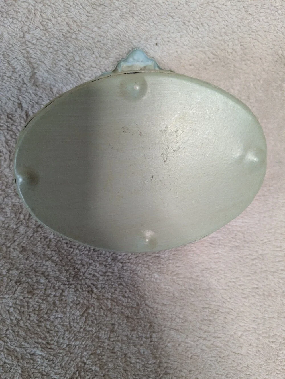 Vintage small metal storage trinket jewelry box bird nest design
